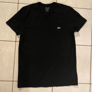 Lacoste Men’s Small Pima Cotton V Neck Tee Shirt. Black. Like new!